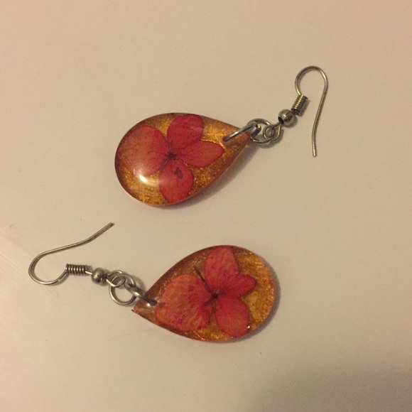 Orange Flower Black Cord and Silver Clasp Set - Picture 5 of 12